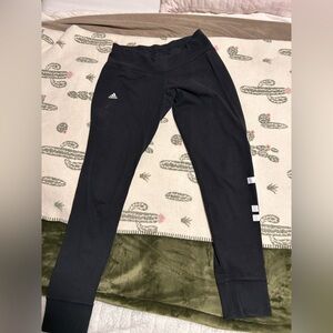Adidas Women's Black Leggings with White Logo